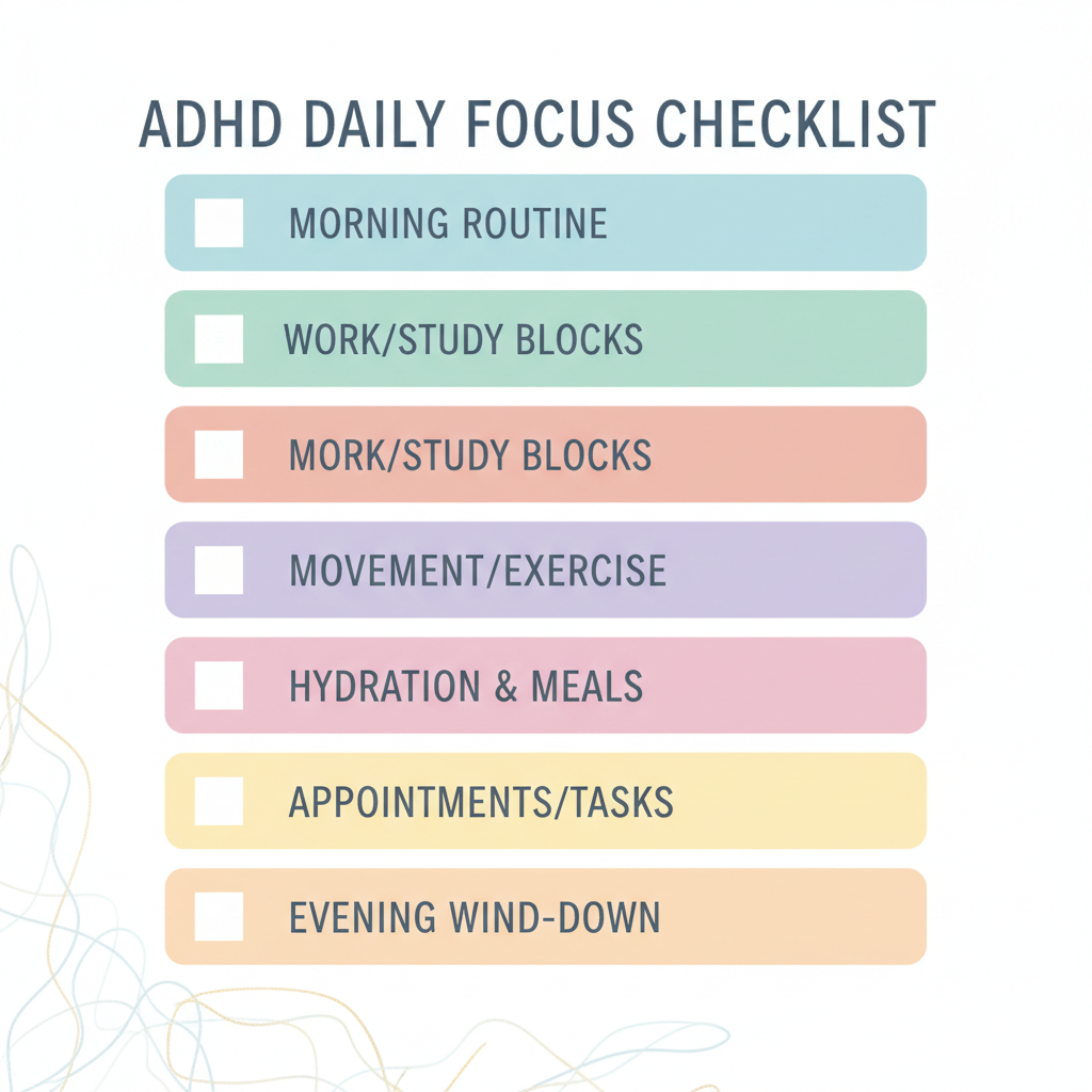 ADHD Daily Checklist printable PDF cover